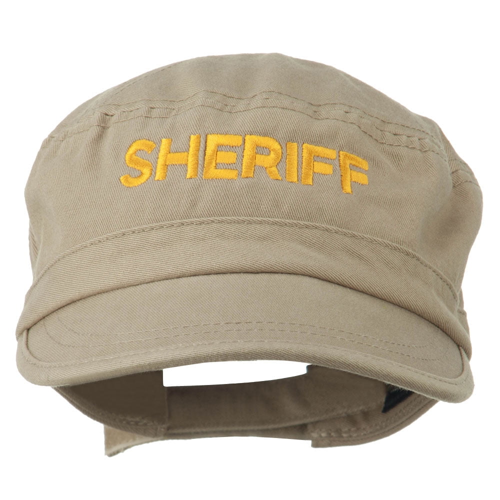 Sheriff Embroidered Enzyme Army Cap - Khaki OSFM - Walmart.com