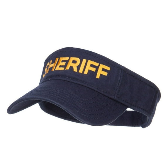 Sheriff Embroidered Washed Cotton Visor - Navy OSFM