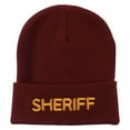 thumbnail image 1 of Sheriff Military Embroidered Long Cuff Beanie - Maroon OSFM, 1 of 5