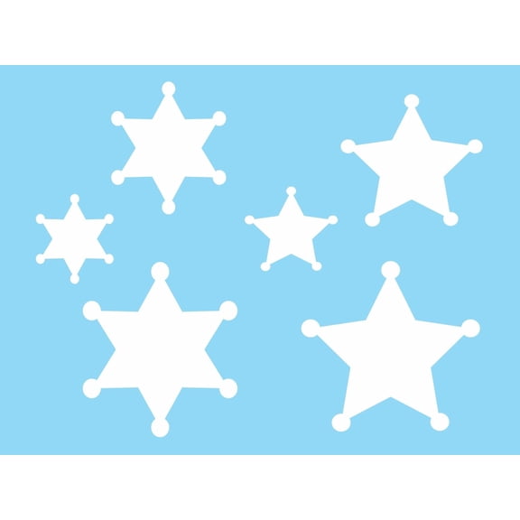 Sheriff Police Badge Stencil Template (6) Shapes 5 and 6 Point Stars DIY Signs
