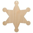 thumbnail image 1 of Sheriff Policeman Badge Wood Holiday Christmas Tree Ornament Unfinished DIY Pre-Drilled Craft, 1 of 7