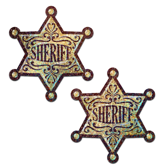Sheriff Star: Glittering Golden Sheriff's Badge Nipple Pasties by Pastease®