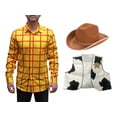 Sheriff Woody Adult Costume Set Shirt Vest Hat Toy Story Movie Deluxe