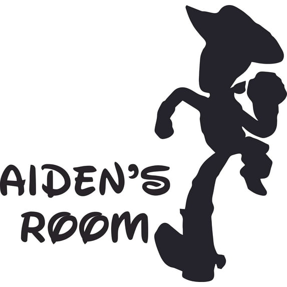 Sheriff Woody Toy Story Wall Vinyl Design Customized Name Wall Decal - Custom Vinyl Wall Art - Personalized Name - Baby Girls Boys Kid Bedroom Wall Decal Room Stickers Decoration Size (10x8 inch)