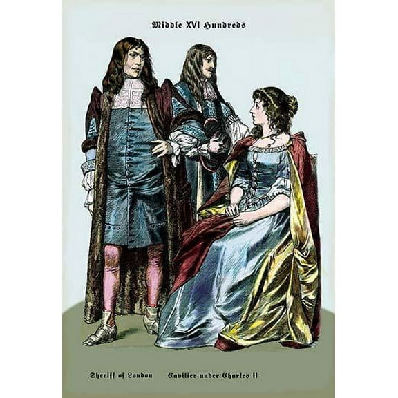 Sheriff of London and Caviliers under Charles II, 17th Century Fine art canvas print (20" x 30")