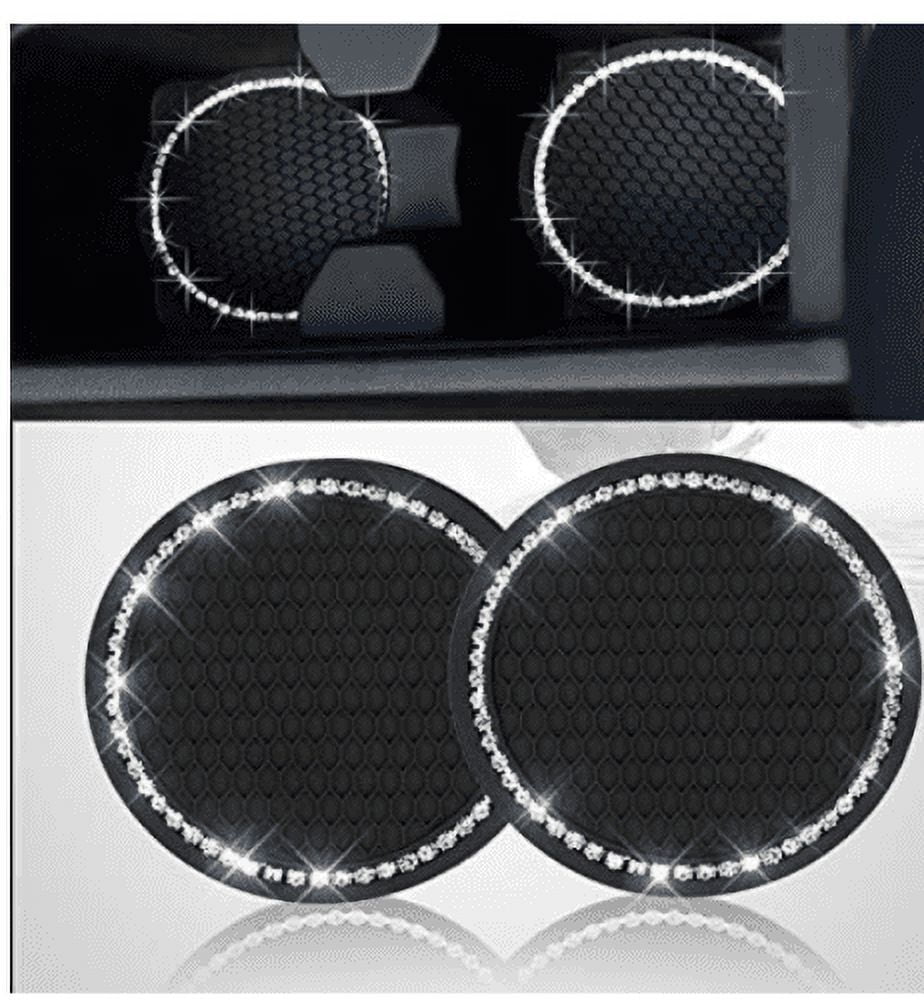 Shering 2PCS Bling Car Cup Coaster, Bling Car Accessories 2.75  inch,Rhinestone Anti Slip Insert Coaster, Suitable for Most Car Interior 