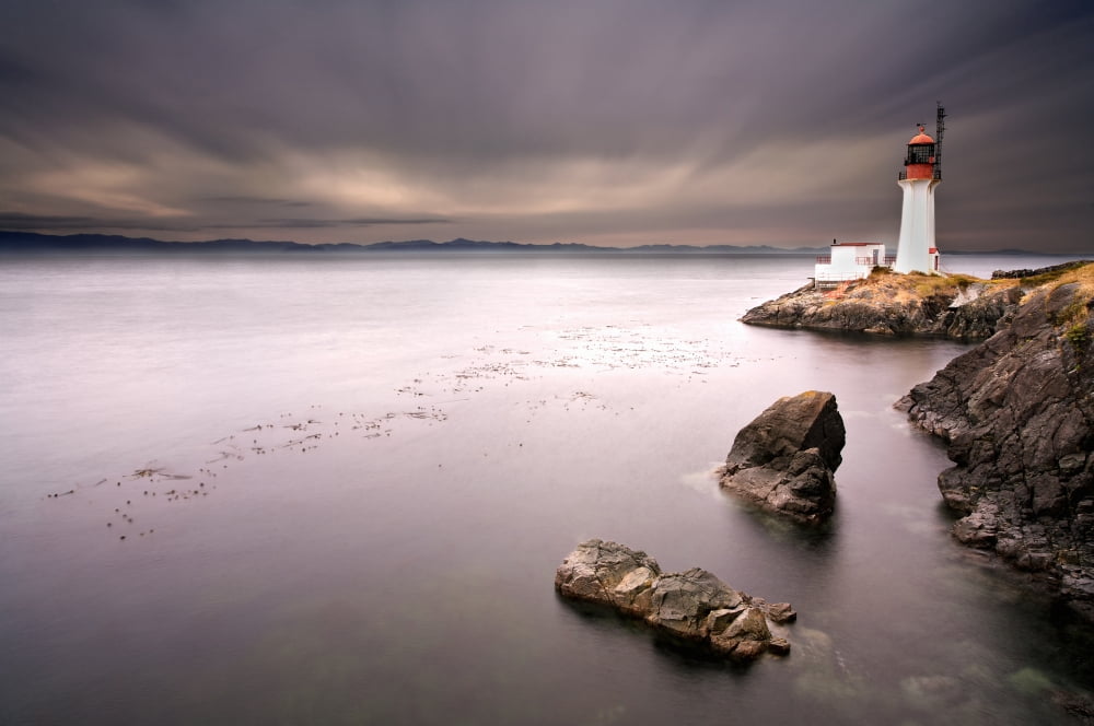 Sheringham Point Lighthouse Shirley Vancouver Island British Columbia Canvas Art - Snorri Gunnarsson Design Pics (17 x 11)
