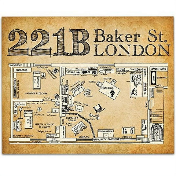 Sherlock Holmes 221B Baker Street - 11x14 Unframed Art Print - Great Gift for Sherlock Holmes Fans or Home Theater Decor