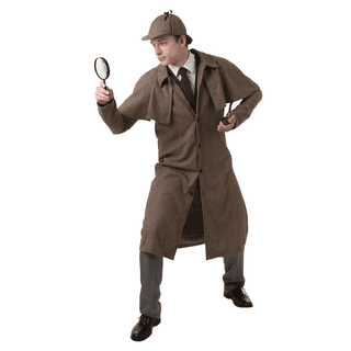 1920s Men Fancy Dress Costume Set,Sherlock Holmes Detective Accessories  with Hat