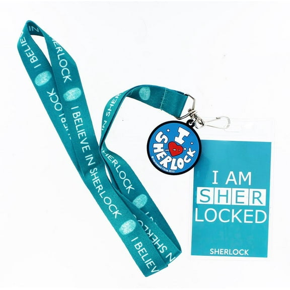 Sherlock Holmes I Am Sherlock with 2D Heart Sherlock Teal Lanyard Charm
