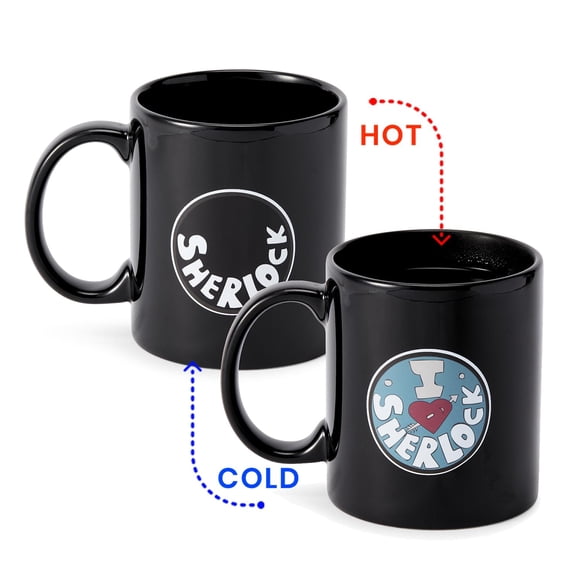 sherlock holmes mug - i heart sherlock heat reveal coffee cup - bbc show licensed