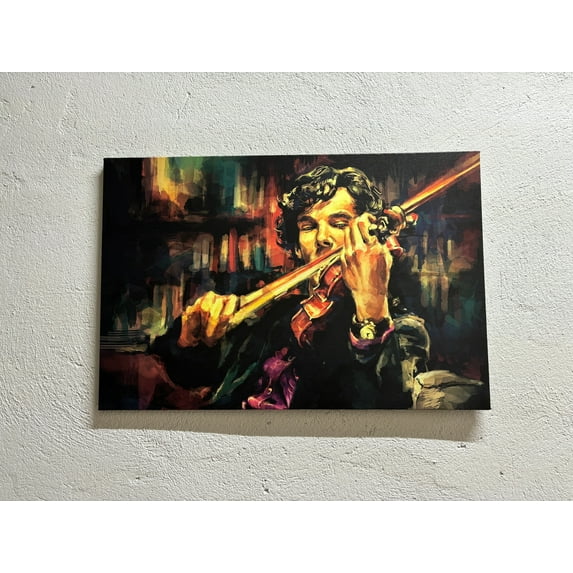 Sherlock Holmes Poster, Violinist Art, Music Room Art Canvas, Music Poster, Men Violins Poster, Modern Canvas Art, Violin Canvas Art, Canvas Wall Decor - 4P-Rolled Canvas