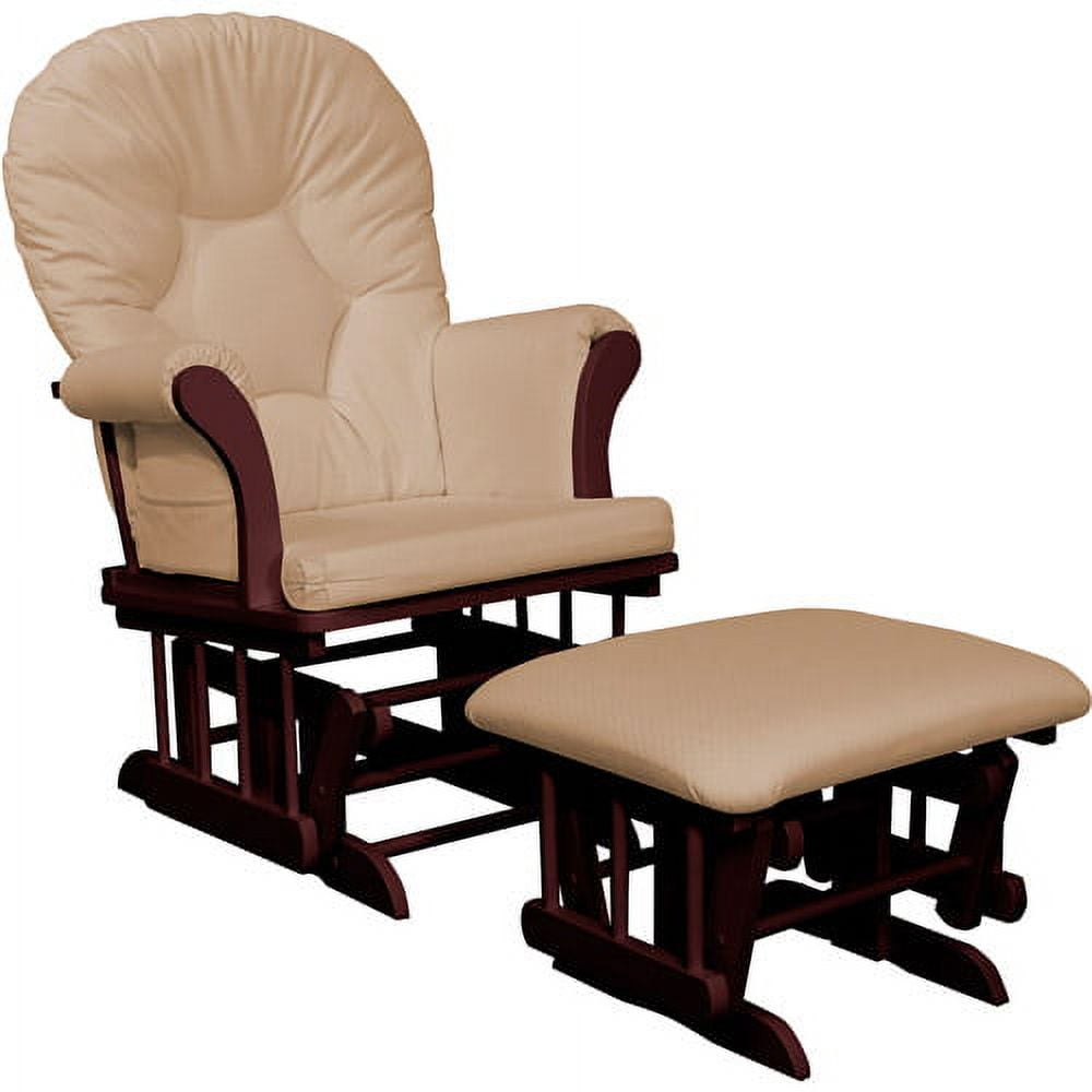 Shermag Dayton Sleigh Glider Rocker and Ottoman Pearl Beige