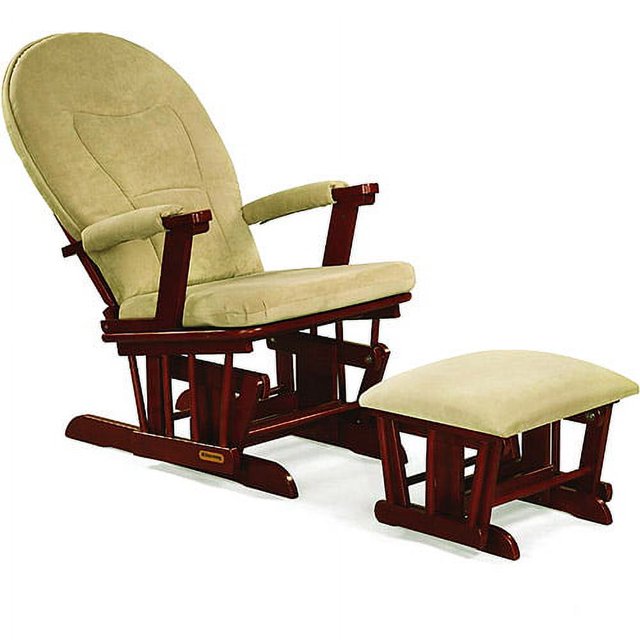 Shermag Glider Rocker/Ottoman Combo, Cherry Finish, Fern Sage