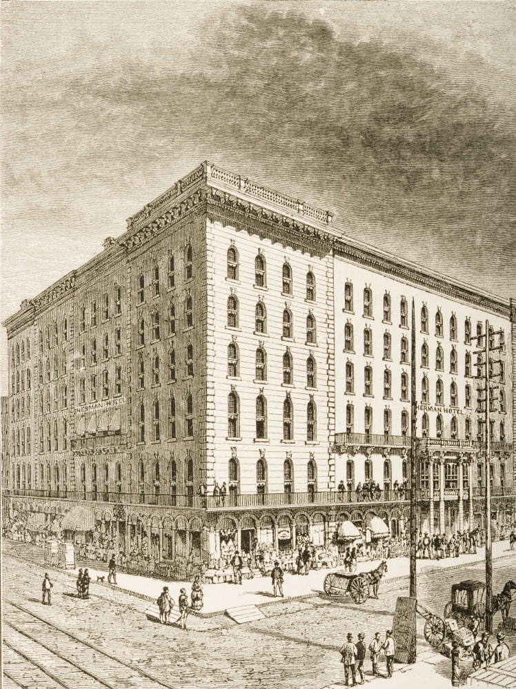 The Sherman Hotel Chicago Illinois In 1870S From American Pictures Drawn With Pen And Pencil By Rev Samuel Manning Circa 1880 Canvas Art - Ken Welsh Design Pics (24 x 32)