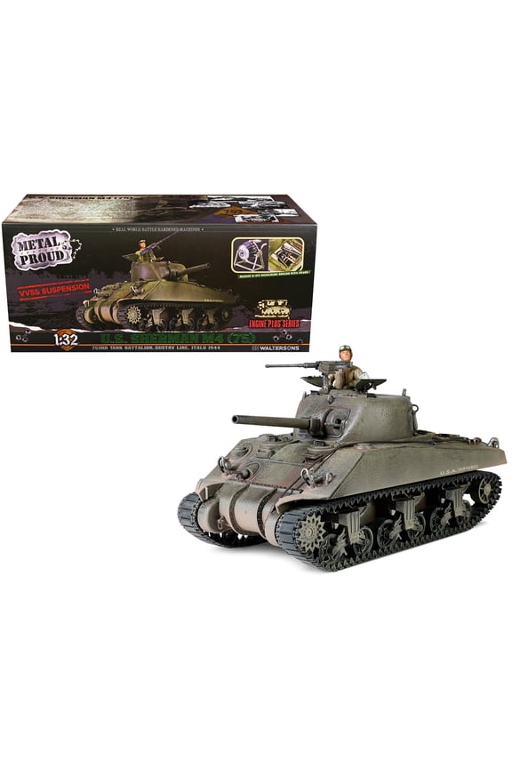 Sherman M4 (75) Medium Tank U.S. "753th Tank Battalion, Gustav Line, Italy" (1944) Engine Plus 1/32 Diecast Model by Metal Proud