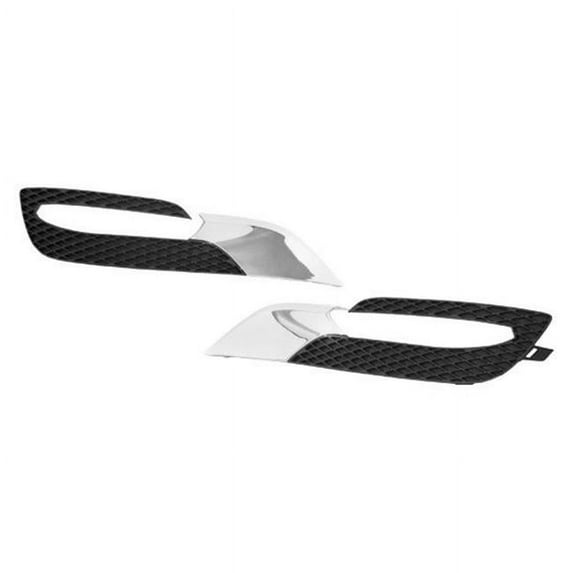 Sherman Parts SHE615-84EL Left Hand Front Bumper Insert Fog Lamp Cover Molding & Hole for 2013-2017 Enclave, Matte Black with Chrome