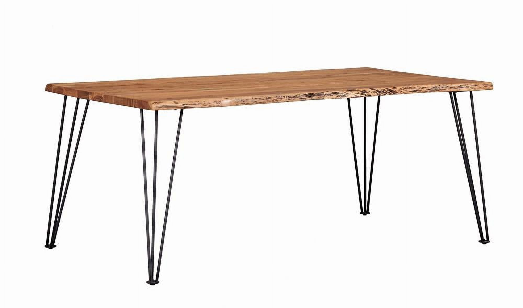 Natural Acacia and Matte Black Rectangular Dining Table
