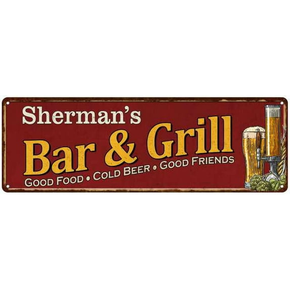 Sherman's Bar and Grill Red Man Cave Decor 8x24 Sign 108240054444