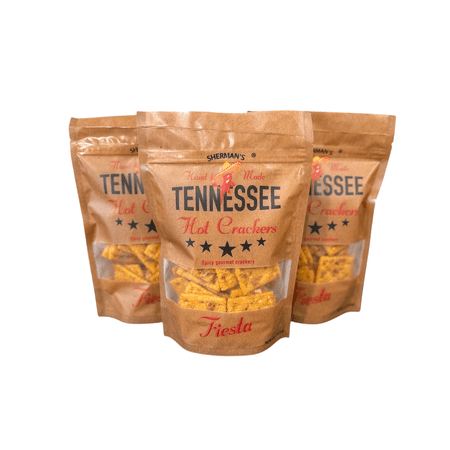 Sherman's Tennessee Hot Crackers, Fiesta Flavor. 3 pack. (6oz each), Bold Fiesta flavor perfect with chili, taco meat, salsa and sour cream, or snack right out of the bag