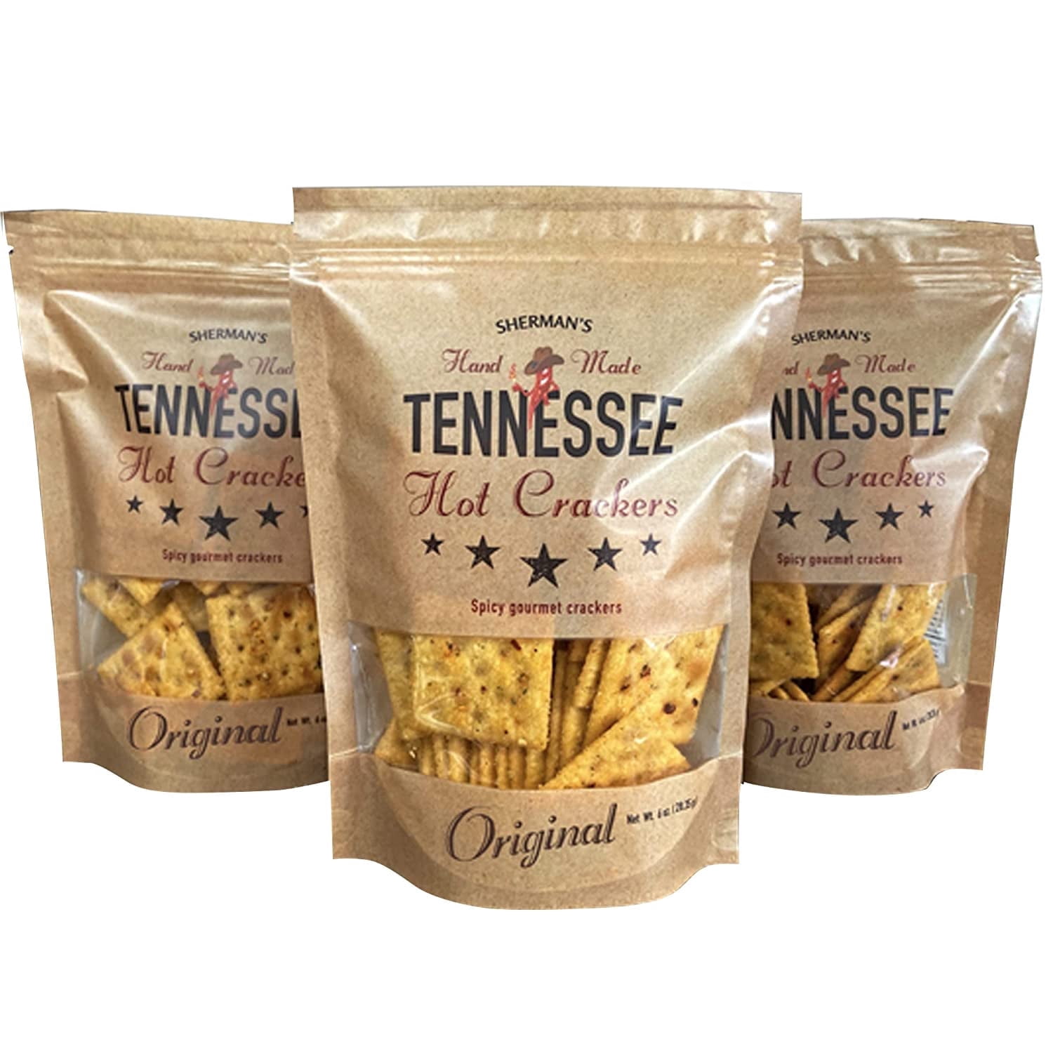 Sherman’s Tennessee Hot Crackers, Original Flavor. 3 pack. (6oz each), Spicy Snack Crackers. Crunchy Spicy, perfect for charcuterie, appetizers, with any dip, chili & soup and much more