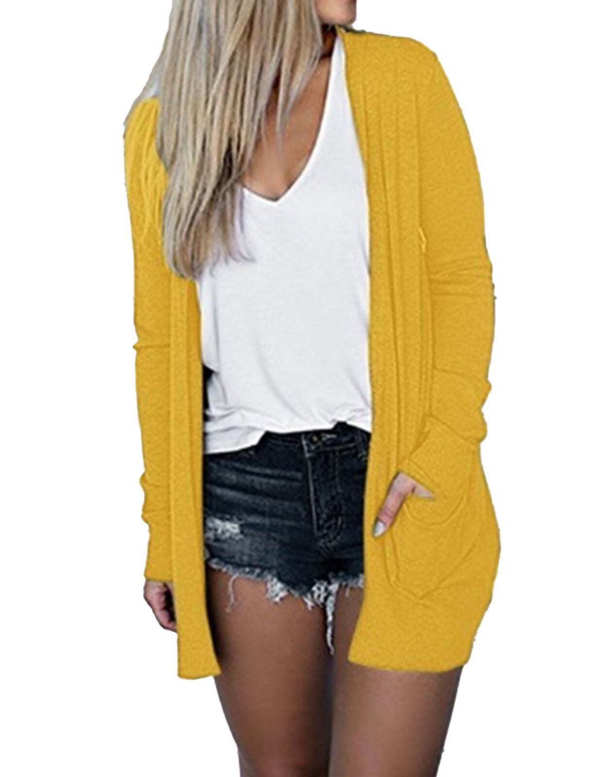Shermie Cardigans for Women Lightweight Solid Color Open Front Fall