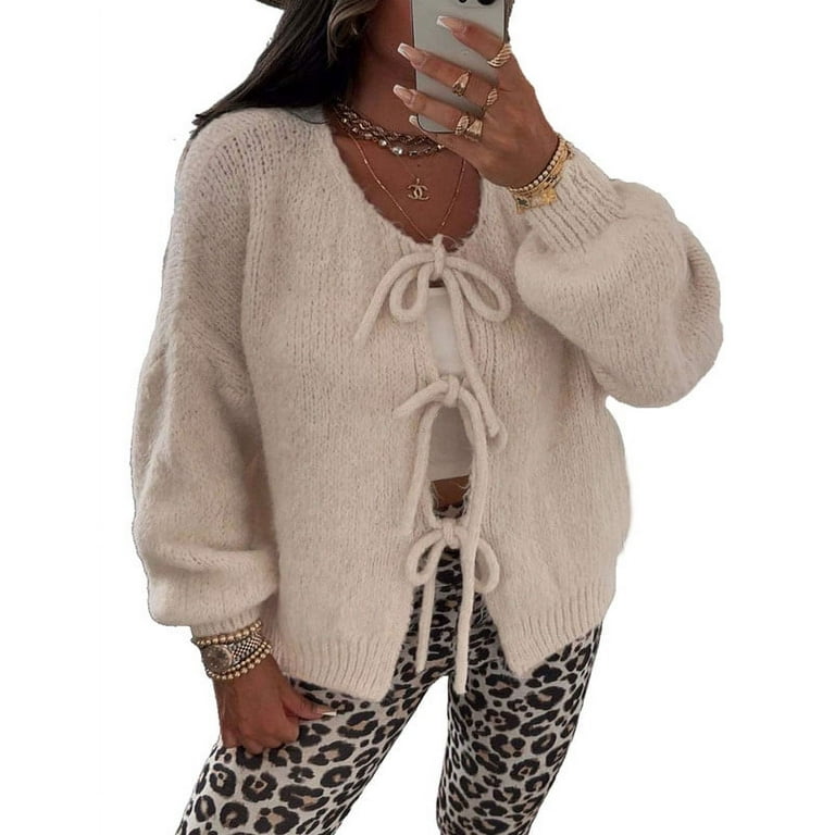 Knitted Lace Up Coat Jacket Top Women's Clothing Knitted Lace Up Coat Jacket Top Women's Clothing