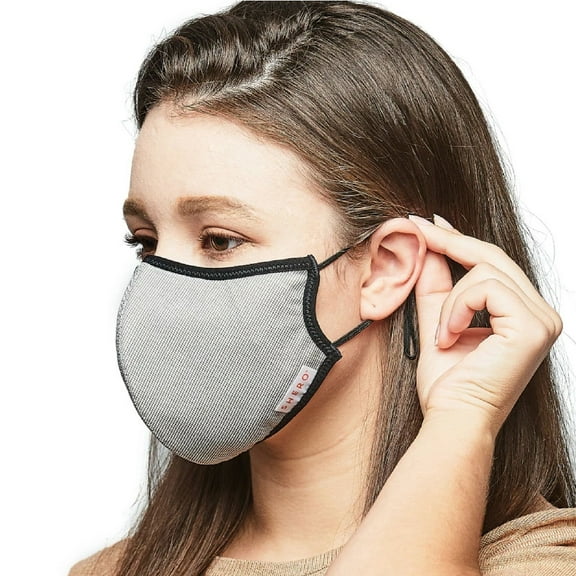 Shero 3-Layer Copper Face Mask With Nose Wire, Washable and Breathable Filtered Face Mask, 2-pack (Gray, M/L)