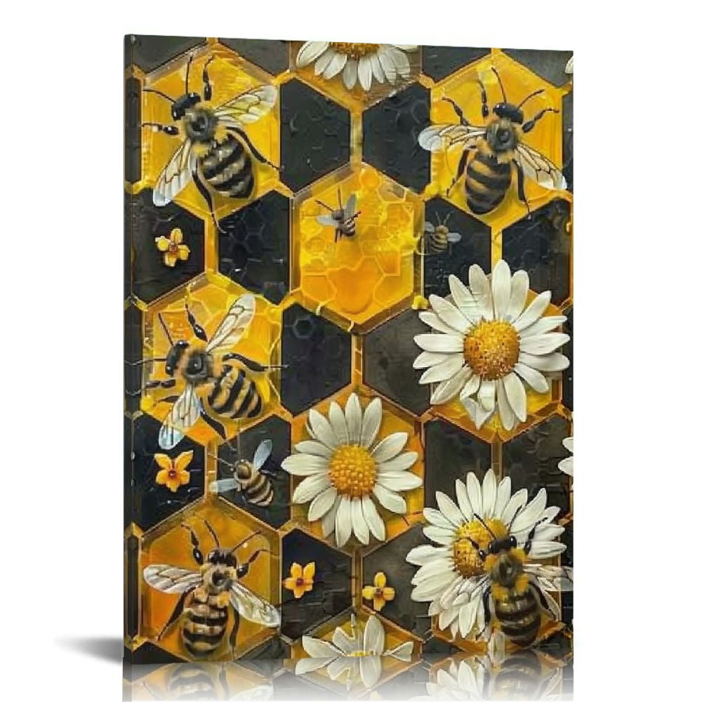 Sheronv Bees Honeycomb Flowers Fine Art Aesthetic Poster & Print