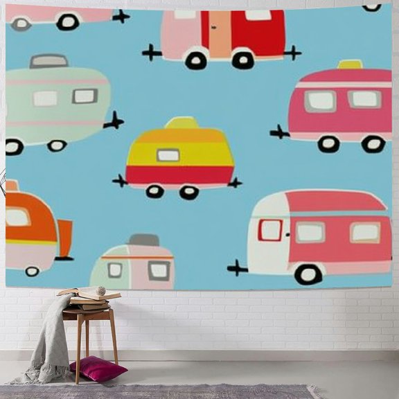 Sheronv Colorful Trailer Pattern Tapestry Wall Hanging Unique Style for Home Decor - Graphic Tapestries for Living Room Bedroom Apartment Farmhouse Dorm 40x30inch
