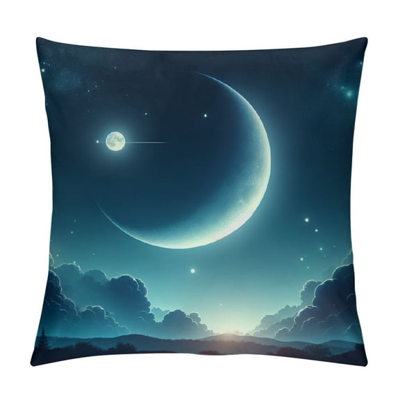 Sheronv Crescent Moon Celestial Object Serene Night Sky Graphic Decorative Throw Pillow Cover 1PC for Home Couch Bedroom - Short Plush Material 12x12in
