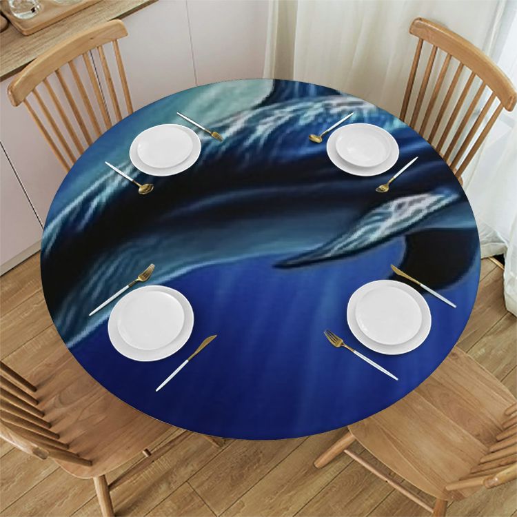 Sheronv Dolphin Round Tablecloth StainResistant Washable Indoor