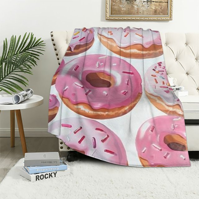 Sheronv Donuts Theme Warm Lightweight Fleece Blanket for All Seasons