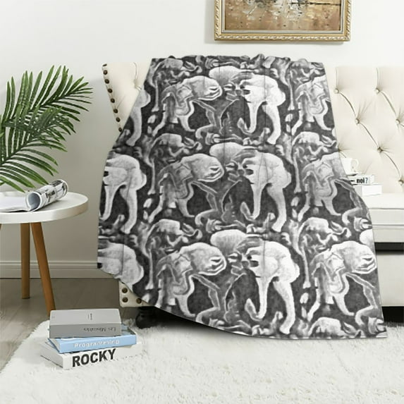Sheronv Elephants Warm Lightweight Blanket Soft Fleece Blankets for All Seasons, Flannel Material Blanket with Heat Transfer Printing, Multiple Sizes, High Quality Material, Multi-Purpose Use 60x80in