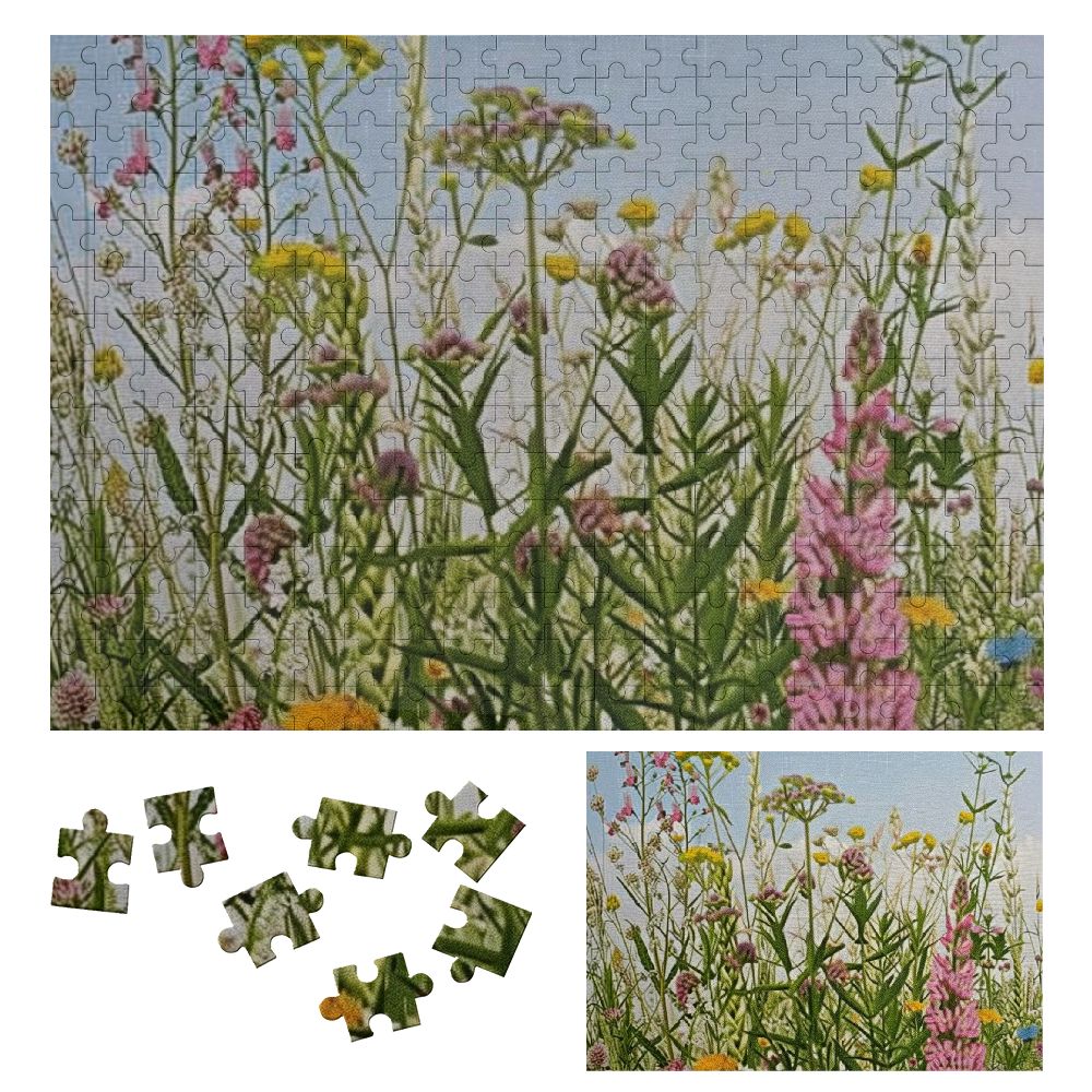 Sheronv Flowers Field Blue Sky Wooden Jigsaw Puzzle Challenging ...