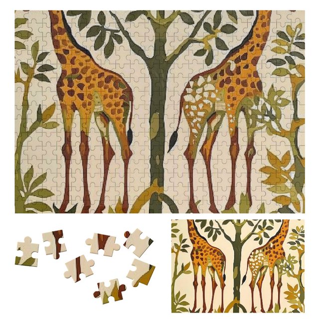 Sheronv Giraffes Trees Field Wooden Jigsaw Puzzle Challenging Difficult