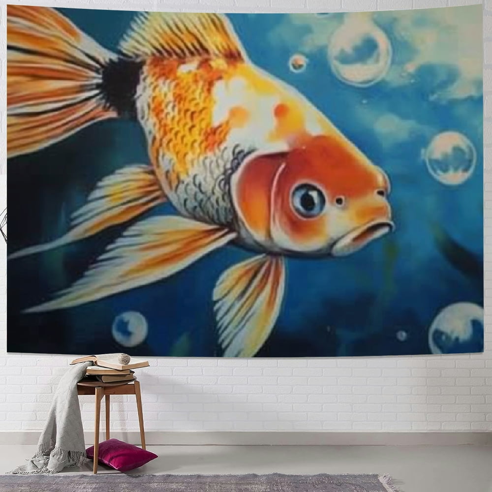 View of Sheronv Goldfish Water Bubbles Tapestry Wall Hanging Unique Style ...