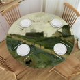 thumbnail image 1 of Sheronv Hill Windmill Horse Round Table Cover, Stain Resistant & Washable, Perfect for Indoor Outdoor Tablecloth, Kitchen Dining Wedding Parties, 100% Polyester Fiber 54"-58, 1 of 8