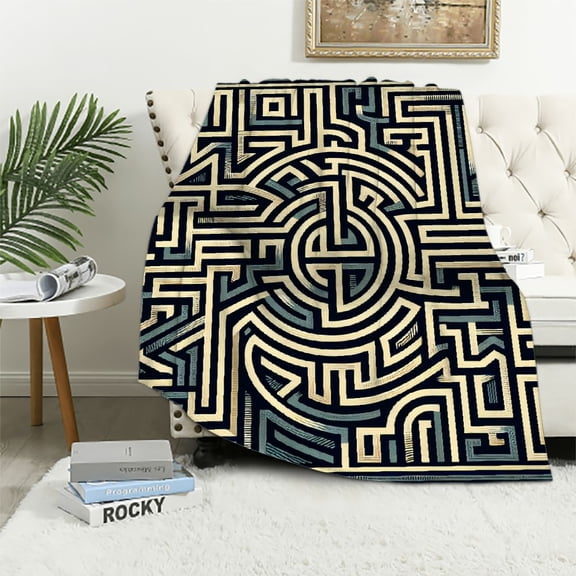 Sheronv Labyrinth Maze Warm Lightweight Blanket Soft Fleece Blankets All Seasons Decor Gift 40x50in