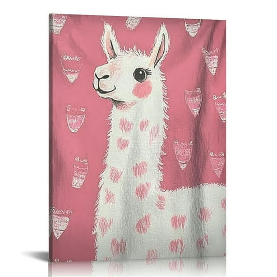 Sheronv Llama Fine Art Aesthetic Poster Print Wall Painting for Home Office Decor - Canvas Living Room Bedroom Wall Art Ready to Hang 12x16 in