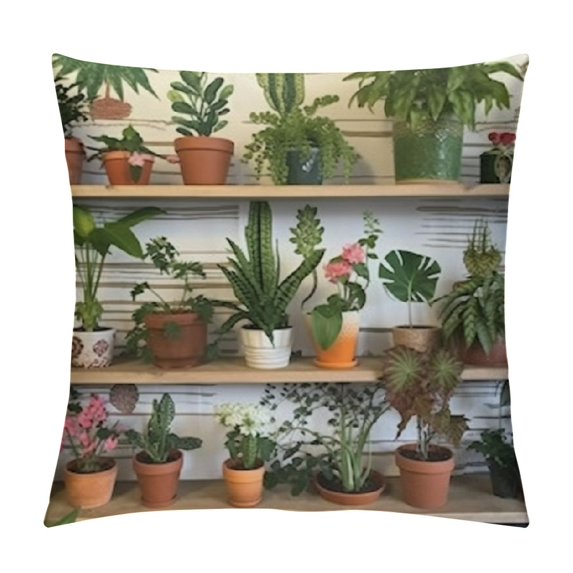 Sheronv Maximalist Plants Graphic Decorative Throw Pillow Cover for Home Couch Living Room Bed Sofa - 1PC 24x24in