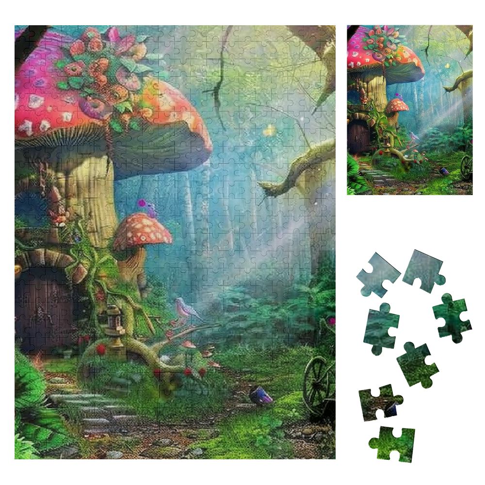 Sheronv Mushroom House Fairy Fantasy Art Wooden Jigsaw Puzzle Vertical ...