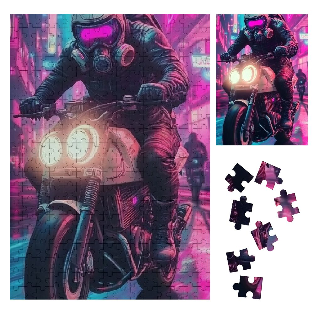 Sheronv Neon Lights Cyberpunk Futuristic Wooden Puzzle Vertical ...