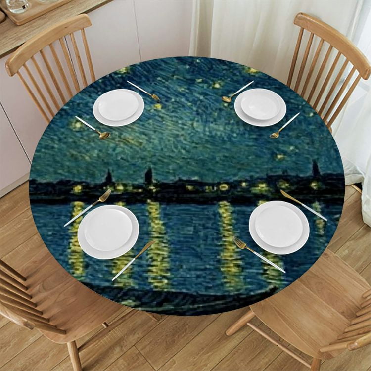Sheronv Night Sky Stars Boat Round Tablecloth 100 Polyester Stain