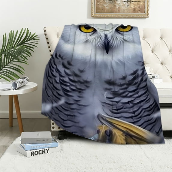 Sheronv Owl Feathers Warm Lightweight Blanket Soft Fleece Blankets All Seasons Sofa Decor Cow Gifts 50x60in