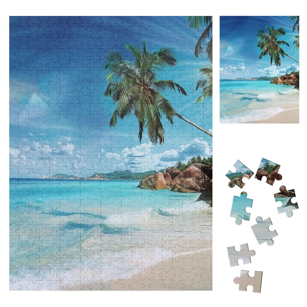 Sheronv Palm Trees Beach Blue Sky Wooden Jigsaw Puzzle Vertical ...