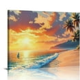 thumbnail image 1 of Sheronv Palm Trees Sunset Beach Canvas Wall Art Decor for Home Office Living Room Bedroom, Waterproof Aesthetic Poster Wall Decoration, Ideal Gift, Easy to Frame 20x16in, 1 of 6