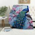 thumbnail image 1 of Sheronv Peacock Flowers Sky Lightweight Soft Fleece Throw Blanket All Seasons Decor Gift Blanket 50x60in, 1 of 6