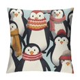 thumbnail image 1 of Sheronv Penguins Hats Scarfs Theme Decorative Throw Pillow Cover - Winter Printed Home Cushion for Couch Bed Sofa, 1PC 18x18in, 1 of 5