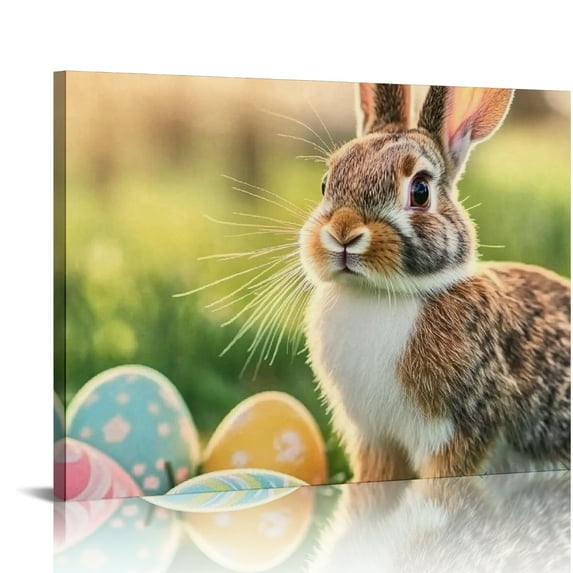 Sheronv Rabbit Bunny Easter Canvas Art Print Wall Decor for Living Room Bedroom Home Office, High Resolution Inkjet Technique, Handmade with Care 20x16in